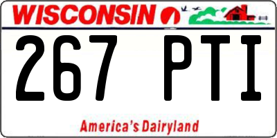 WI license plate 267PTI