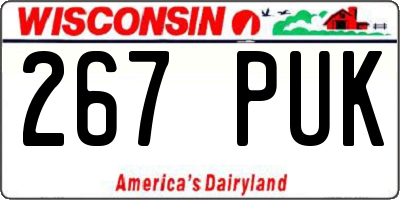 WI license plate 267PUK