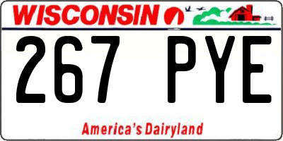 WI license plate 267PYE