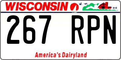 WI license plate 267RPN