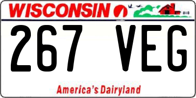 WI license plate 267VEG