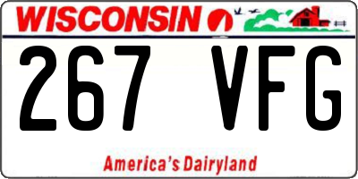 WI license plate 267VFG