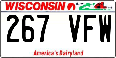 WI license plate 267VFW