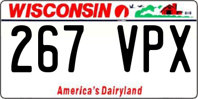 WI license plate 267VPX
