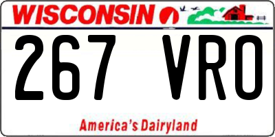 WI license plate 267VRO