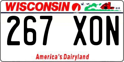 WI license plate 267XON