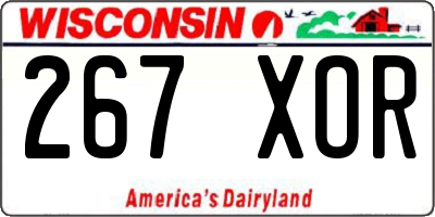 WI license plate 267XOR