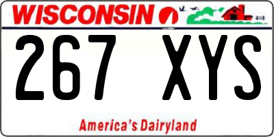 WI license plate 267XYS