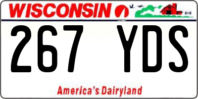 WI license plate 267YDS