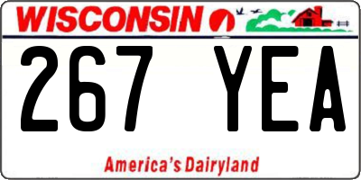 WI license plate 267YEA