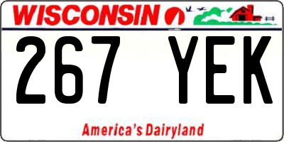WI license plate 267YEK