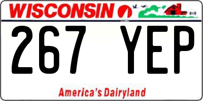 WI license plate 267YEP