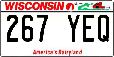 WI license plate 267YEQ