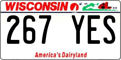 WI license plate 267YES