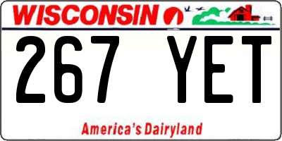 WI license plate 267YET