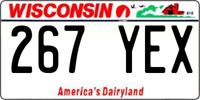 WI license plate 267YEX