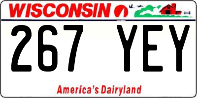 WI license plate 267YEY