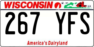 WI license plate 267YFS