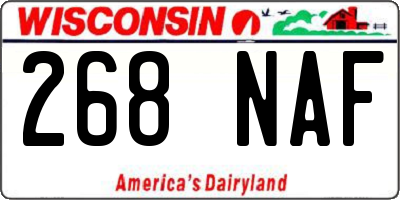 WI license plate 268NAF