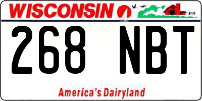 WI license plate 268NBT