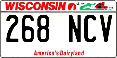 WI license plate 268NCV