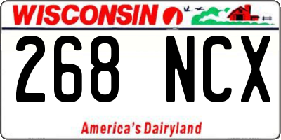 WI license plate 268NCX