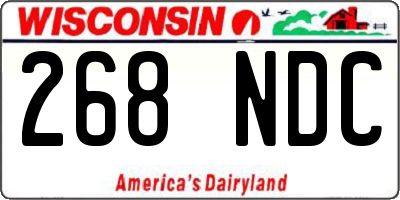 WI license plate 268NDC