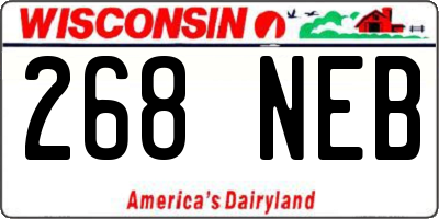 WI license plate 268NEB