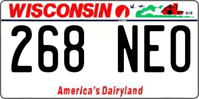 WI license plate 268NEO