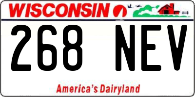 WI license plate 268NEV