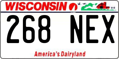 WI license plate 268NEX