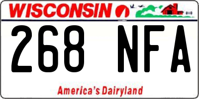WI license plate 268NFA