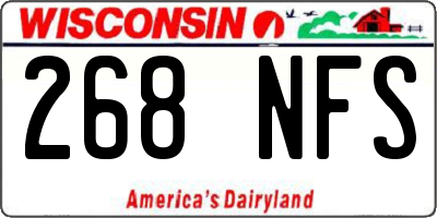 WI license plate 268NFS