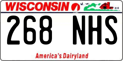 WI license plate 268NHS
