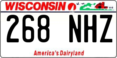 WI license plate 268NHZ