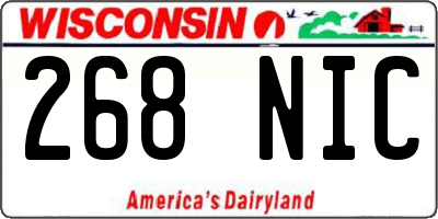 WI license plate 268NIC
