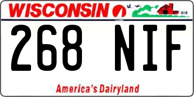 WI license plate 268NIF