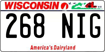 WI license plate 268NIG