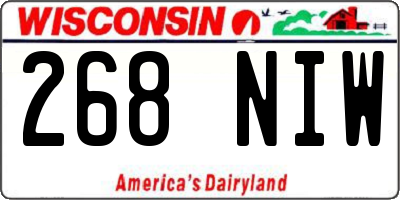 WI license plate 268NIW