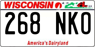 WI license plate 268NKO
