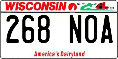 WI license plate 268NOA