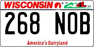 WI license plate 268NOB