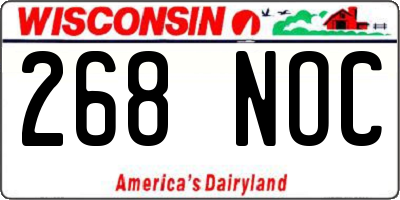 WI license plate 268NOC