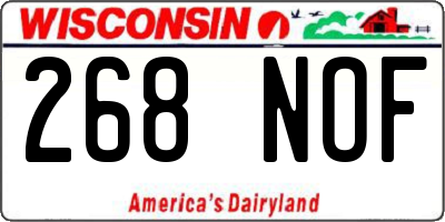 WI license plate 268NOF