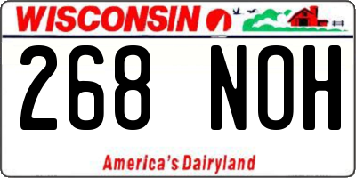 WI license plate 268NOH