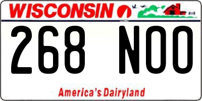 WI license plate 268NOO