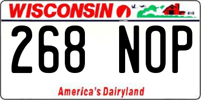 WI license plate 268NOP