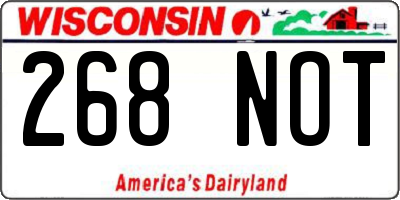 WI license plate 268NOT
