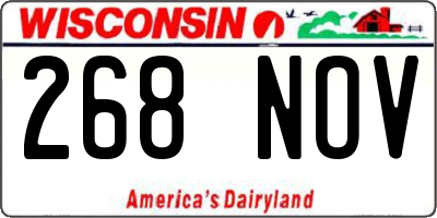 WI license plate 268NOV