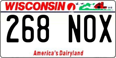WI license plate 268NOX